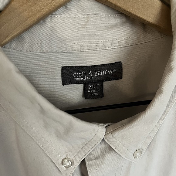 Croft & Barrow Men's XLT Beige Long‎ Sleeve Button Down Shirt 100% Cotton - Picture 3 of 9
